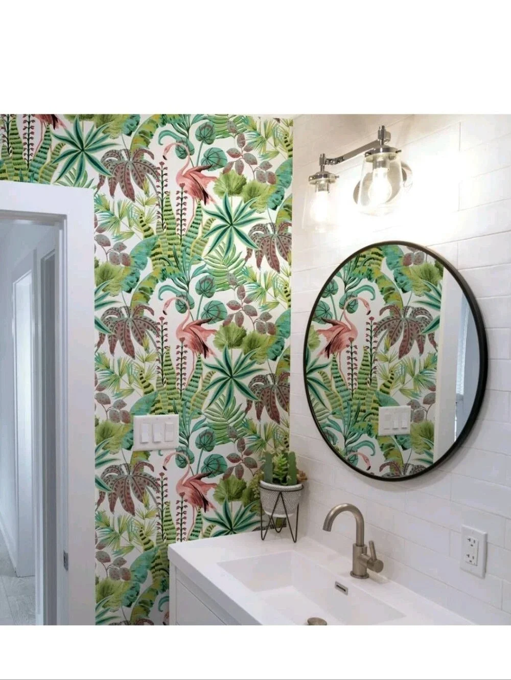 Tempaper Flamingo Daydream Cactus Rose Peel and Stick Wallpaper